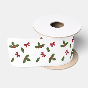 Kerstmis Gewone Hulst Plant En Rode Strikken Patro Lint