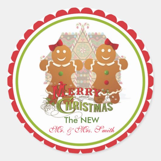 Kerstmis gewoon gehuwde ontbijtkoek ronde sticker (Voorkant)