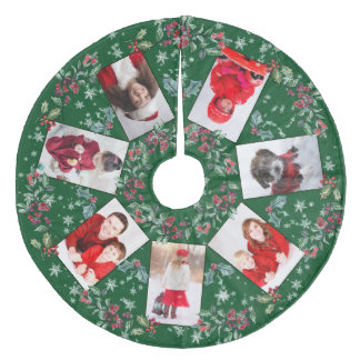 Kerstmis Gezin Foto Collage Green Fleece Kerstboom Rok