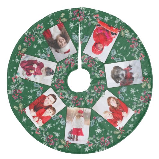 Kerstmis Gezin Foto Collage Green Fleece Kerstboom Rok (Voorkant)