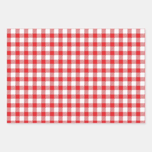 Kerstmis Gingham Trio Inpakpapier Vel (Voorkant)
