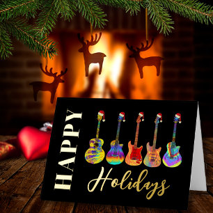 Kerstmis Gitaar Op Maat Prettige Feestdagen Zwart 
