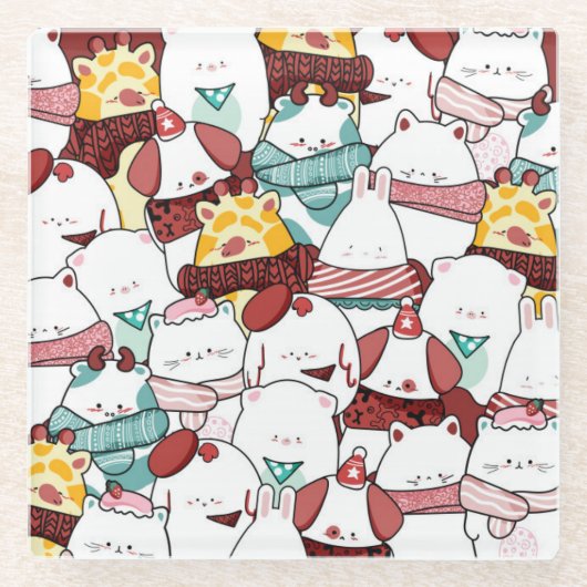 Kerstmis Glazen Onderzetter (Voorkant)