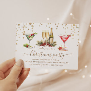 Kerstmis Glitter Cocktail Party Kaart