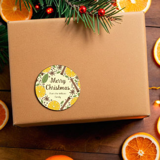 Kerstmis glühwein kruidig licht geel ronde sticker