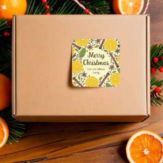 Kerstmis glühwein kruidig licht geel vierkante sticker
