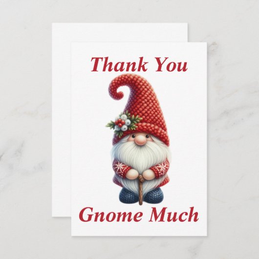 Kerstmis Gnome Dank u kaart (Voorkant / Achterkant)