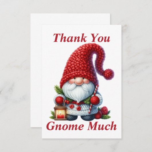 Kerstmis Gnome Dank u kaart (Voorkant / Achterkant)
