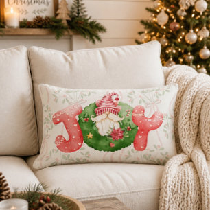 Kerstmis Gnome Kabouter Vrolijkheid in Waterverf Kussen