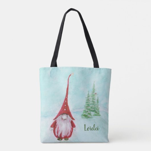 Kerstmis Gnome Persoonlijke Whimsical-Canvas tas (Achterkant)