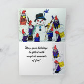 KERSTMIS, GNOMEN BOUWT EEN KAART VAN DE SNEEUWMAN (Binnen)