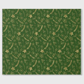 Kerstmis - Gold Shimmer Xmas Pattern - Green Cadeaupapier (Vlak)