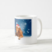 Kerstmis: Golden Retriever Dog Santa Hat Snow Koffiemok (Voorkant rechts)