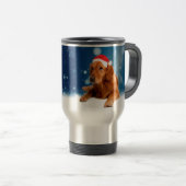 Kerstmis: Golden Retriever Dog Santa Hat Snow Reisbeker (Voorkant rechts)