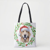 Kerstmis Golden Retriever Goldie Vakantie Monogram Draagtas (Voorkant)