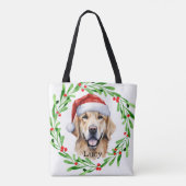 Kerstmis Golden Retriever Goldie Vakantie Monogram Draagtas (Achterkant)