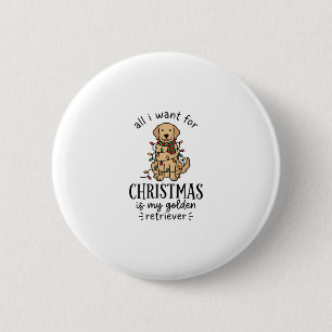 Kerstmis Golden Retriever Wenslijst Ontwerp Ronde Button 5,7 Cm