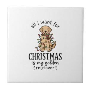 Kerstmis Golden Retriever Wenslijst Ontwerp Tegeltje