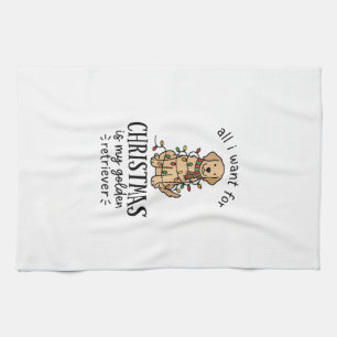 Kerstmis Golden Retriever Wenslijst Ontwerp Theedoek