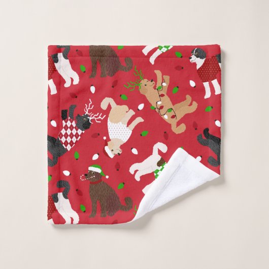 Kerstmis Goldendole Labradoodle Bad Handdoek (Wasdoekje)