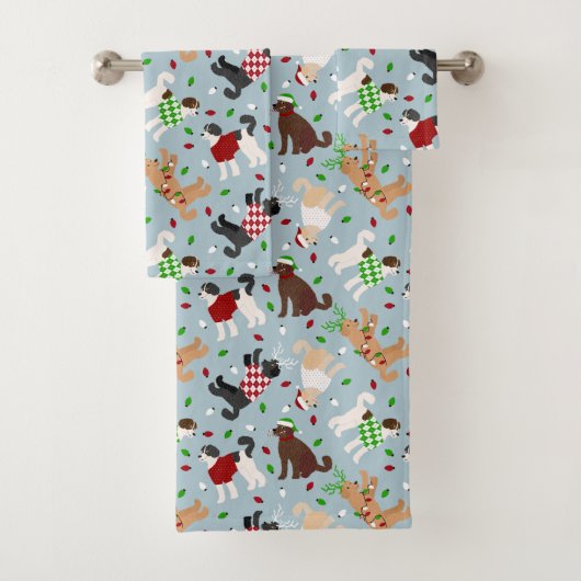 Kerstmis: Goldendole Labradoodle Bath-handdoekset Bad Handdoek (Insitu)