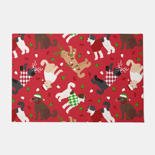 Kerstmis Goldendole Labradoodle Deurmat (Voorkant)