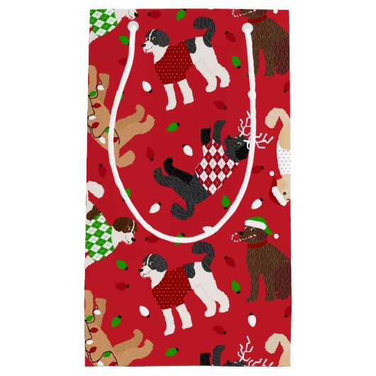 Kerstmis Goldendole Labradoodle Klein Cadeauzakje (Voorkant)