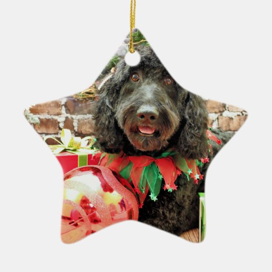 Kerstmis - GoldenDoodle - Pearl Jam Keramisch Ornament (Voorkant)