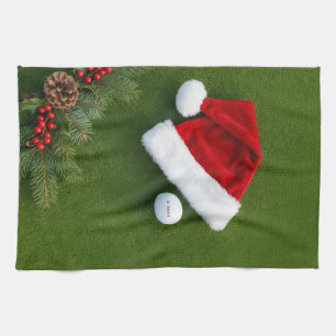 Kerstmis golf thema op groen gras theedoek