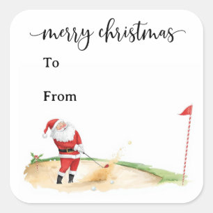 Kerstmis golfen met Sinterklaas voor grappige golf Vierkante Sticker