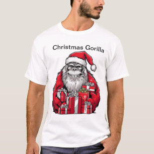 Kerstmis Gorilla Dragen Santa Hoed. T-shirt