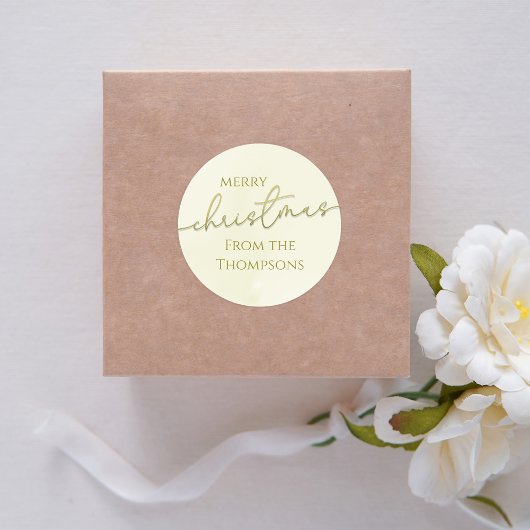 Kerstmis Goud Calligraphy Schrift Aangepast Ronde Sticker