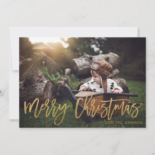 Kerstmis Goud Glitter Script Foto (Voorkant)