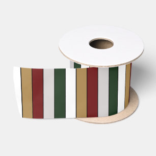 Kerstmis Goud Groen Rood Zilver en Witte Strepen  Lint