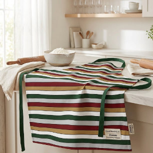 Kerstmis Goud Groen Rood Zilver en Witte Strepen Schort