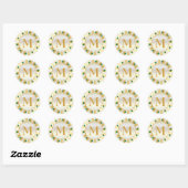 Kerstmis Goud Holly Monogram Envelop Seal Ronde Sticker (Vel)