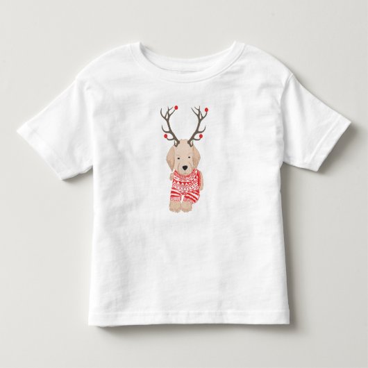 Kerstmis Goud Retriever Puppy Geweien Trui Kinder Shirts (Voorkant)