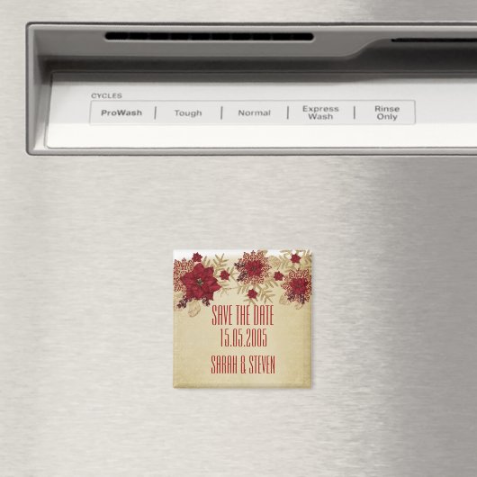 Kerstmis Goud/Rode Ster Bewaar de datum Magneet (Insitu (Vaatwasser))