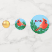 Kerstmis gouden bal, kardinaal, dennenappel confetti (Achterkanten)