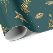Kerstmis Gouden Boog Modern Groen Cadeaupapier (Rol Hoek)