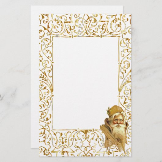 Kerstmis Gouden  Grens  Sinterklaas Briefpapier (Voorkant / Achterkant)