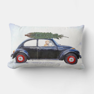 Kerstmis gouden retriever in oude auto kussen