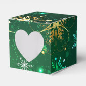 Kerstmis Gouden Sneeuwvlokken op Groene Achtergron Bedankdoosjes (Voorkant Zijde)