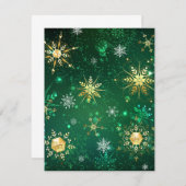 Kerstmis Gouden Sneeuwvlokken op Groene Achtergron Bedankkaart (Voorkant / Achterkant)