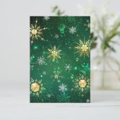 Kerstmis Gouden Sneeuwvlokken op Groene Achtergron Bedankkaart (Staand voorkant)