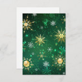 Kerstmis Gouden Sneeuwvlokken op Groene Achtergron Bedankkaart (Voorkant / Achterkant)