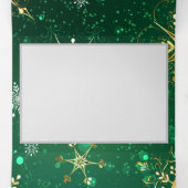 Kerstmis Gouden Sneeuwvlokken op Groene Achtergron Drieluik Programma (Binnenkant midden)