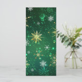 Kerstmis Gouden Sneeuwvlokken op Groene Achtergron Kaart (Staand voorkant)