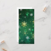 Kerstmis Gouden Sneeuwvlokken op Groene Achtergron Kaart (Voorkant / Achterkant in situ)