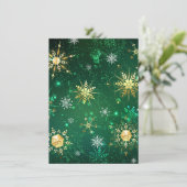 Kerstmis Gouden Sneeuwvlokken op Groene Achtergron Menu (Staand voorkant)